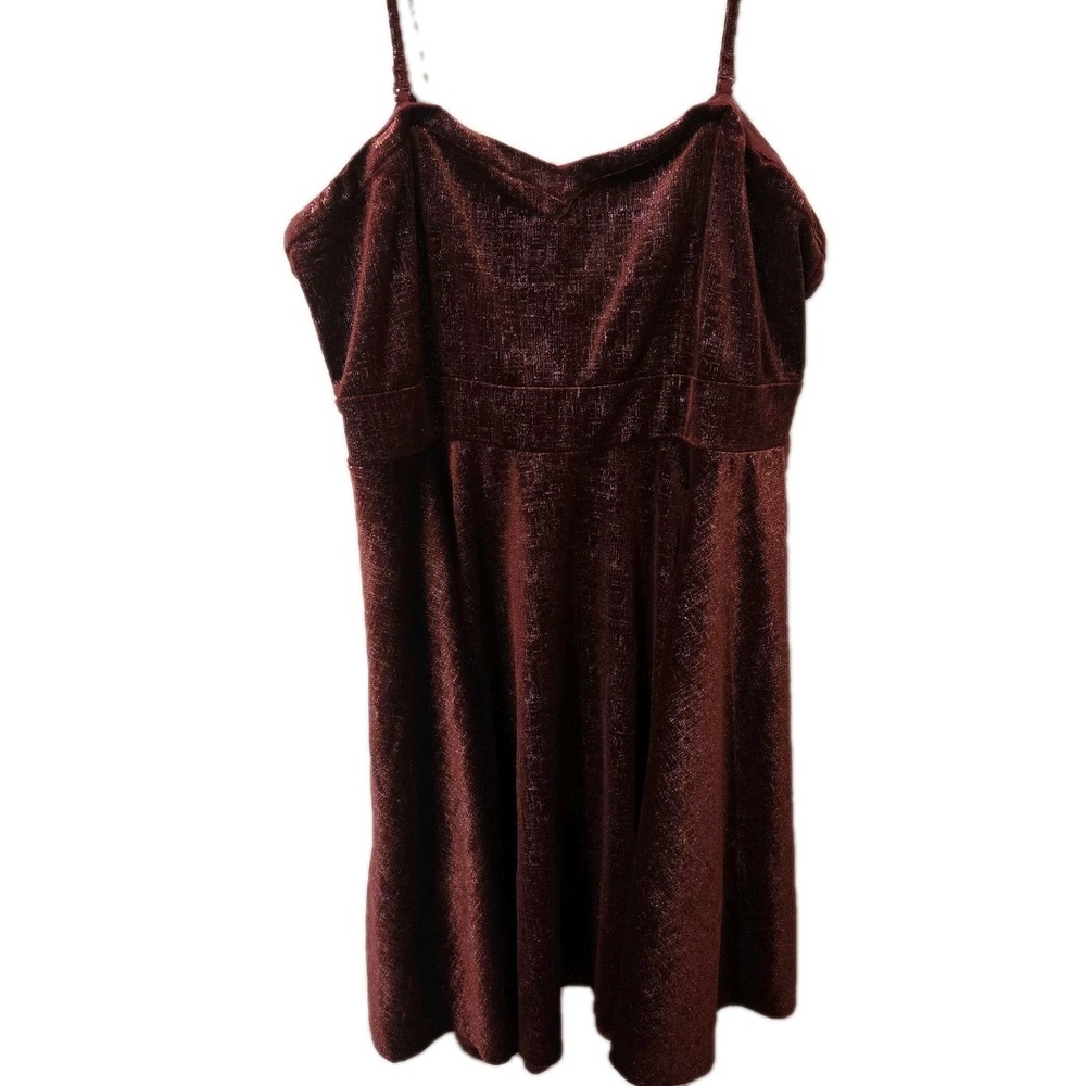 Free People Shattered Shine Berry Velvet Mini Dress Adjustable Straps Pockets Lg